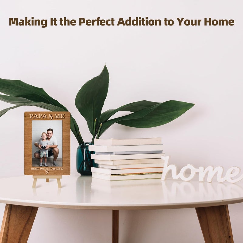 OXRUN Papa & Me Picture Frame, Father's Day Gifts Wooden Photo Frame with Easel, Display Photo Insert, 4x6 Picture Frame for Tabletop Display - A18 - Image 3